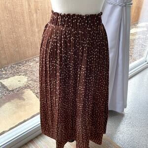 Brown Polka Dot Pleated Skirt Size S